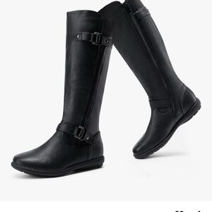 Dream Pairs Black Knee High Faux Fur Lined Flat Boots